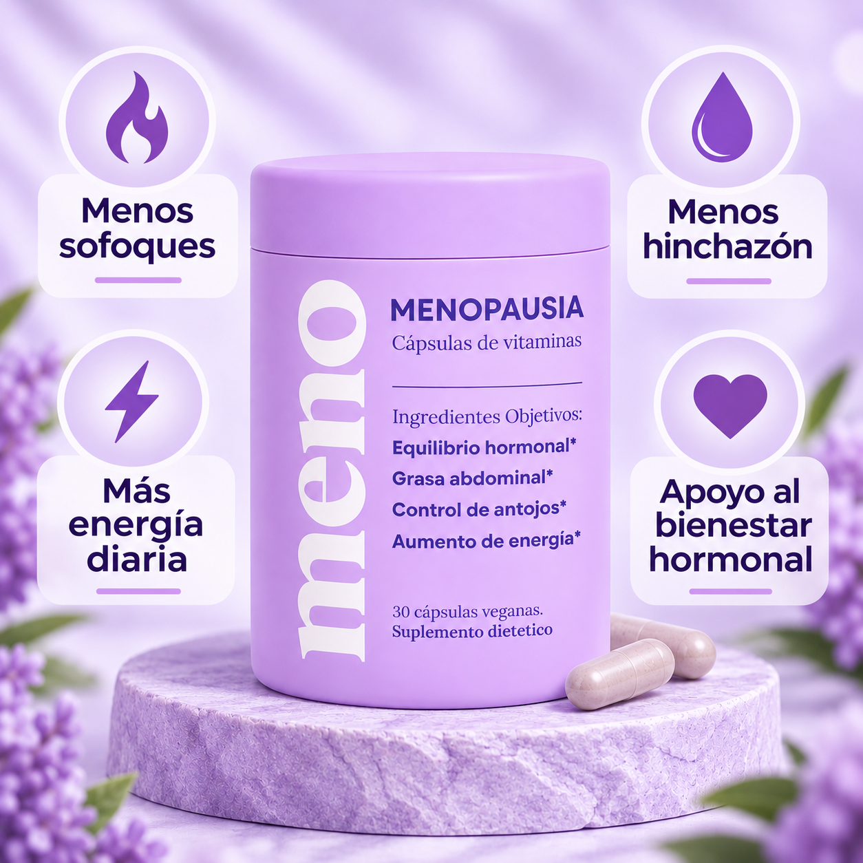 MENO® Menos barriga, menos sofocos y más energía cada día.